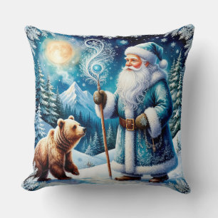Cojín Decorativo Santa Claus tradicional en escena invernal festiva