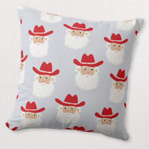 Cojín Decorativo Santa Claus vaquero Navidad occidental azul