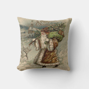 Cojín Decorativo Santa Claus Victoriano con árbol de Navidad