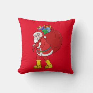 Cojín Decorativo Santa Claus viste grandes botes amarillos