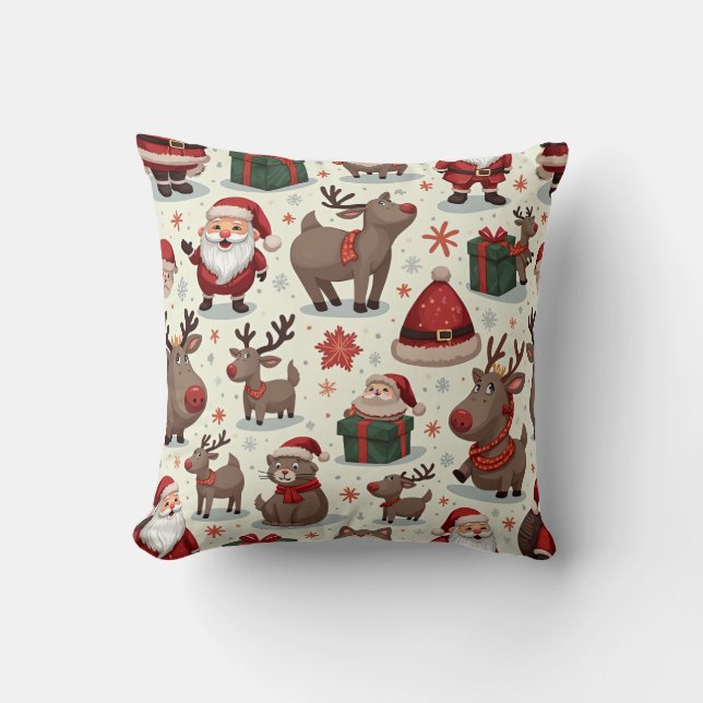 Cojín Decorativo Santa Claus y Rudolph Pillow Cushion (Anverso)