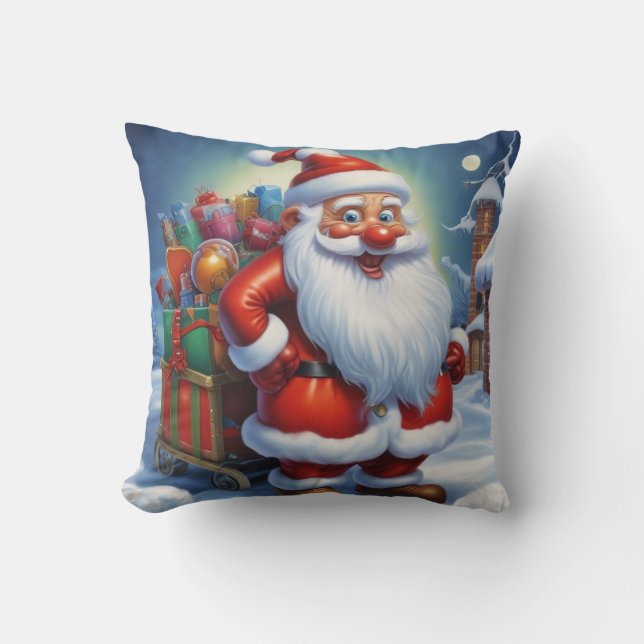 Cojín Decorativo Santa Cláusula Feliz Navidad Feliz Año Nuevo (Anverso)
