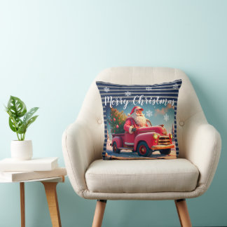 Cojín Decorativo Santa con camión rosa viejo