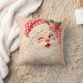 Cojín Decorativo Santa de Navidad de Encaje Retro Personalizado, Fe