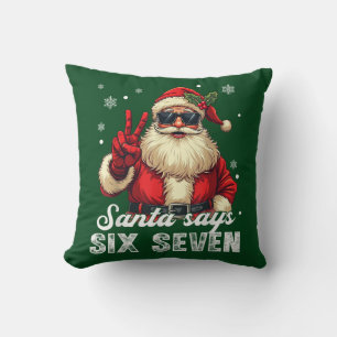 Cojín Decorativo Santa Dice SIX SEVEN – Divertida Meme de Navidad