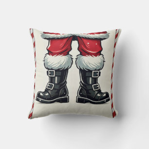 Cojín Decorativo Santa divertido con botas negras Navidad vacacione