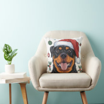 Cojín decorativo Santa Dog Rottweiler navidades