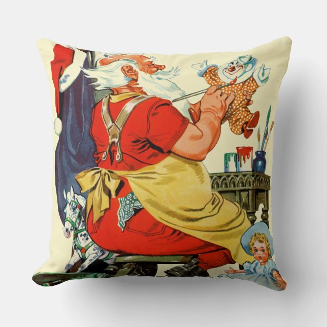 Cojín Decorativo Santa en el trabajo (Anverso)