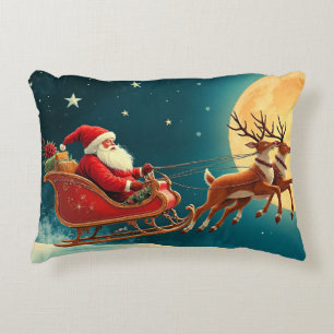 Cojín Decorativo Santa en su trineo en Nochebuena