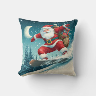 Cojín Decorativo Santa entregando regalos de Navidad en una tabla d