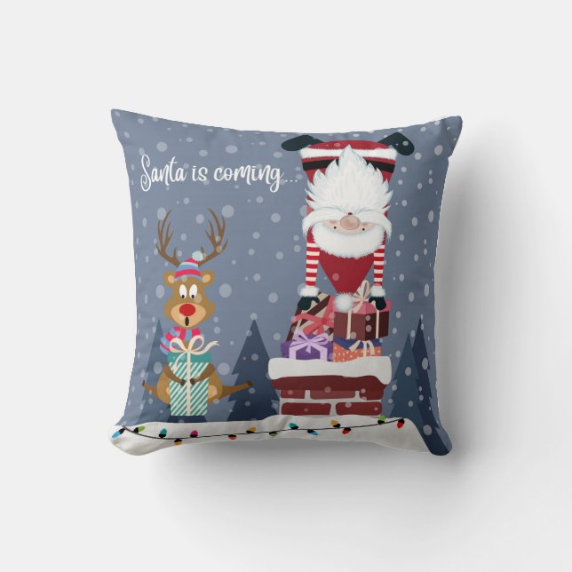 Cojín Decorativo Santa está llegando (Anverso)
