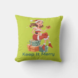Cojín Decorativo Santa Girl with Cookies and Gifts