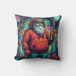 Cojín Decorativo Santa Graffiti Cool – Estilo Navidad Urbano