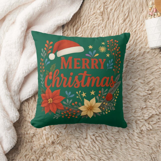 Cojín Decorativo Santa Hat Merry Christmas Throw Pillow (Manta)