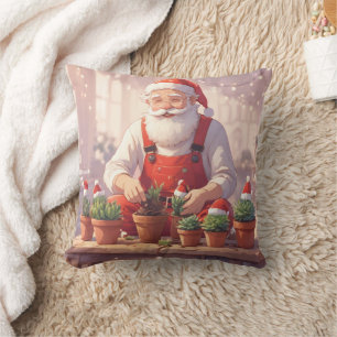 Cojín Decorativo Santa Jardinero Personalizado Suculenta Navidad