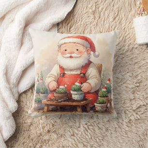 Cojín Decorativo Santa Jardinero Personalizado Suculentas Navidad