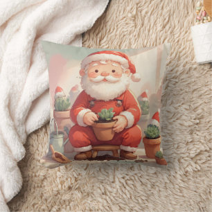 Cojín Decorativo Santa Jardinero Personalizado Suculento Navidad
