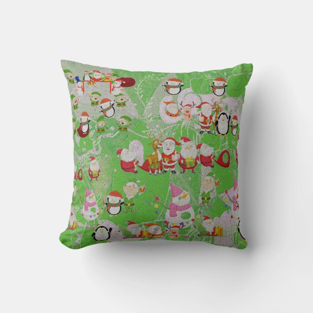 Cojín Decorativo Santa Magical Green New Year (Anverso)