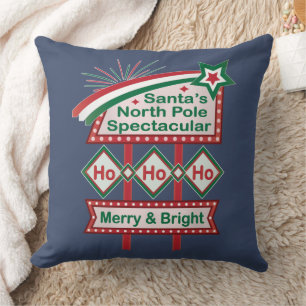 Cojín Decorativo Santa Marquee Retro - Ho Ho Merry & Bright