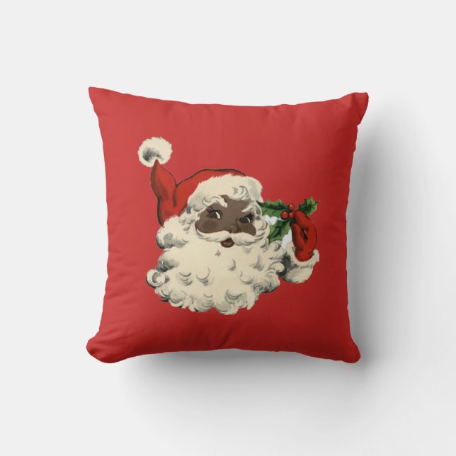 Cojín Decorativo Santa negro con acebo (Anverso)