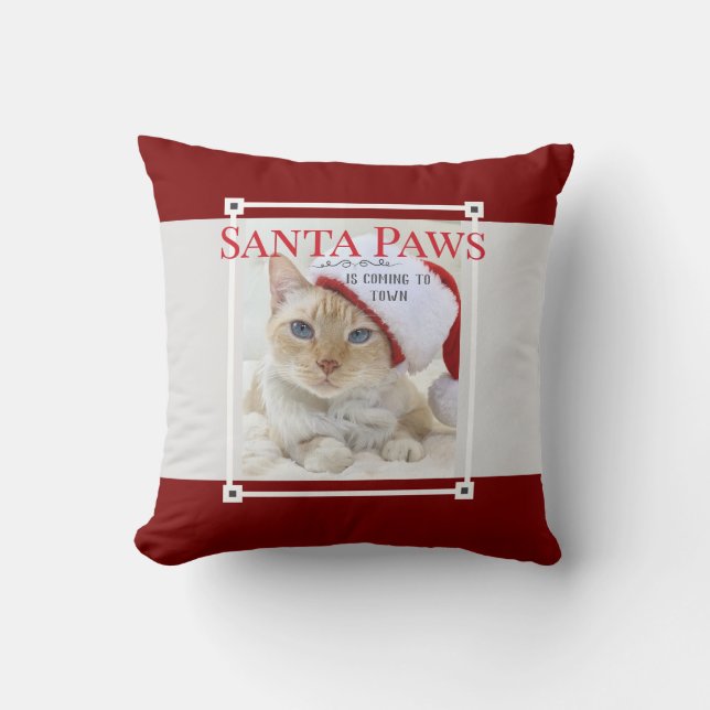 Cojín Decorativo Santa Paws Viene A Los Navidades De La Ciudad (Anverso)