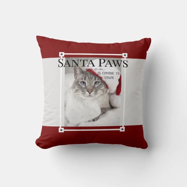 Cojín Decorativo Santa Paws Viene A Los Navidades De La Ciudad (Anverso)