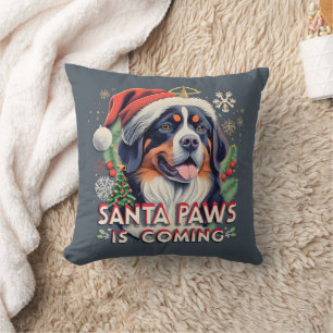 Cojín Decorativo Santa Paws Viene Con Navidades Perros De Berna