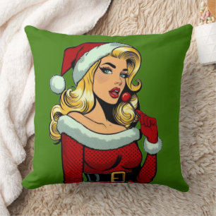 Cojín Decorativo Santa Pinup: Pop Art Glam