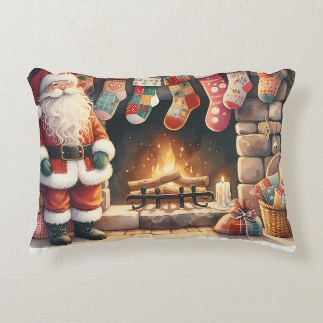 Cojín Decorativo Santa por la chimenea Navidades Stockings (Anverso)
