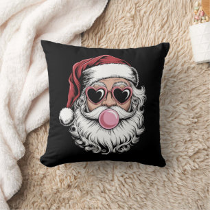 Cojín Decorativo Santa Retro Con Gafas Soplando Burbuja Navidad