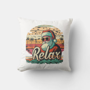 Cojín Decorativo Santa Retro con un título Relájate