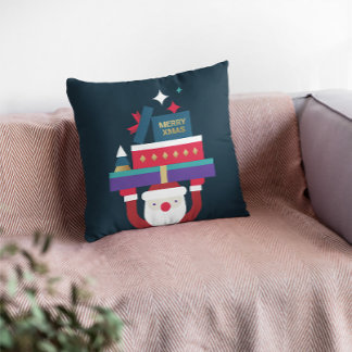 Cojín decorativo Santa Retro Festividad - Regalos