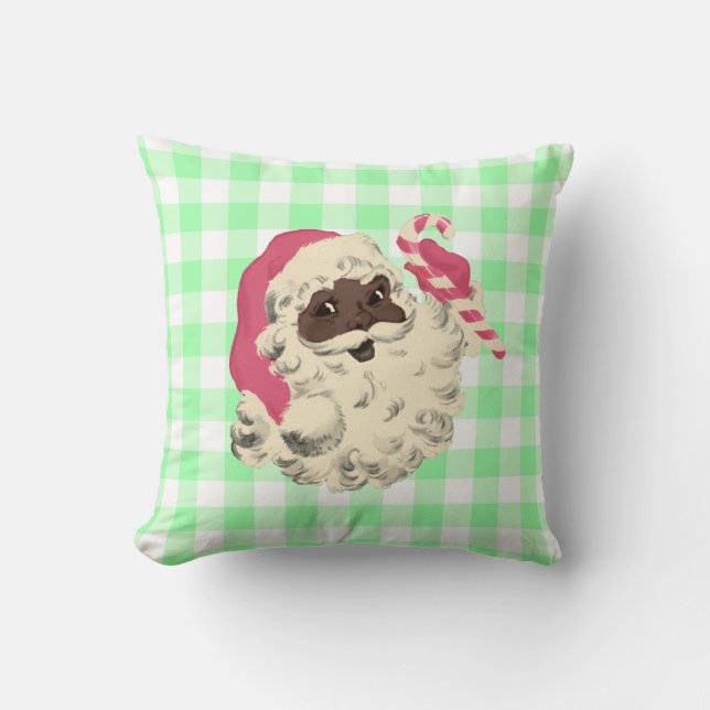 Cojín Decorativo Santa Rosa y Gingham Verde (Anverso)