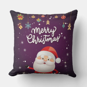Cojín Decorativo Santa, Snowman Purple Merry Christmas