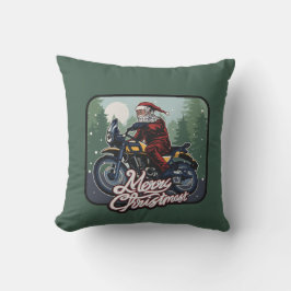 Cojín Decorativo Santa sobre motocicleta