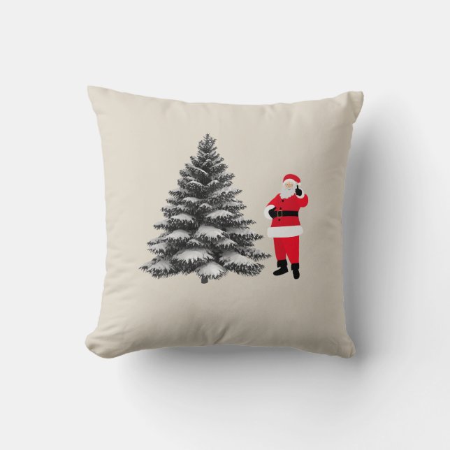 Cojín Decorativo Santa standing near pine tree (Anverso)