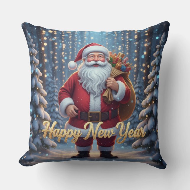 Cojín Decorativo Santa Throw Pillow | Happy New Year Magical Christ (Anverso)