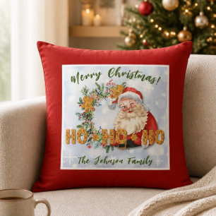 Cojín Decorativo Santa Vintage y Pan de Jengibre Ho-Ho-Ho Personali
