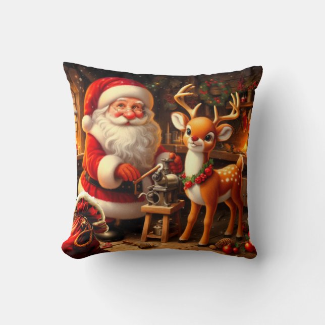 Cojín Decorativo Santa y reno (Anverso)