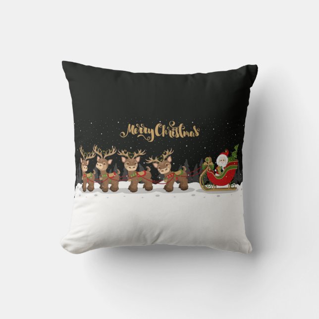 Cojín Decorativo Santa y Sleigh (Anverso)