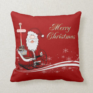 Cojín Decorativo Santa y su navidad del trineo