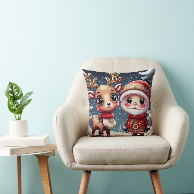 Cojín Decorativo Santa y un reno (Silla)