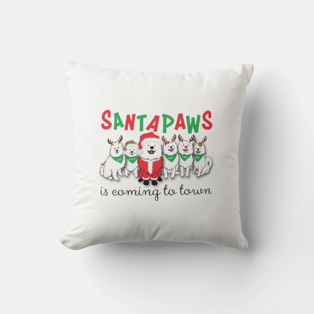 Cojín Decorativo Santapaws está llegando a la ciudad (Anverso)