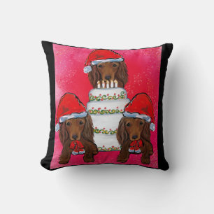 Cojín Decorativo Santas Doxie Rojos