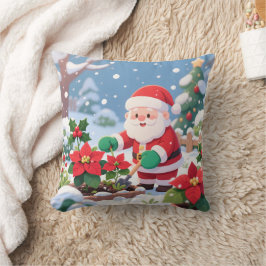 Cojín Decorativo Santa's Snowy Poinsettia Garden
