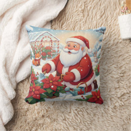 Cojín Decorativo Santa's Snowy Poinsettia Greenhouse Garden