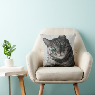 Cojín Decorativo Sapphire Soul - Mirada Silenciosa | Arte Felino Ar