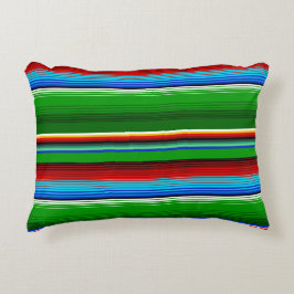 Cojín Decorativo Sarape mexicano azul verde