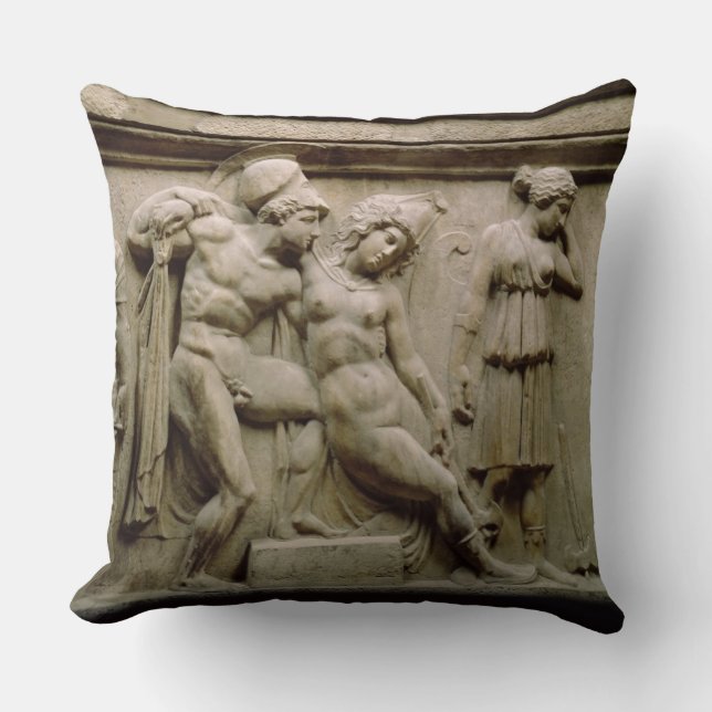 Cojín Decorativo Sarcófago griego con una escena que muestra la (Anverso)