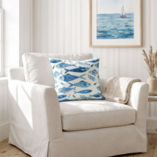 Cojín Decorativo Sardinas Azules Costeras